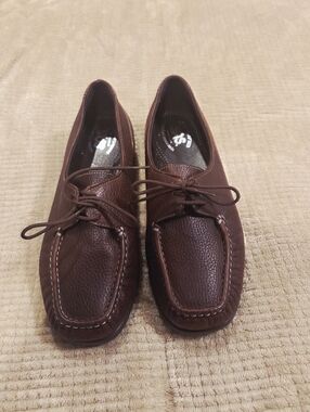 SAS Made In The Usa Womens Brown Leather Comfort Moccasin-Style  Loafers Size 8w